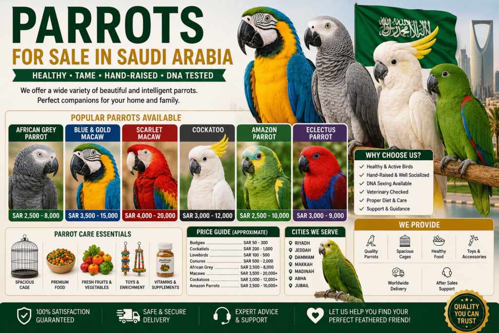 Parrots for Sale in Saudi Arabia: Complete Guide to Buying Healthy Pet Parrots